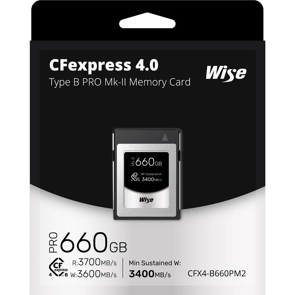 Wise 660GB CFexpress Type B 4.0 PRO Mark II 3400MB/s Memory Card - Image 2