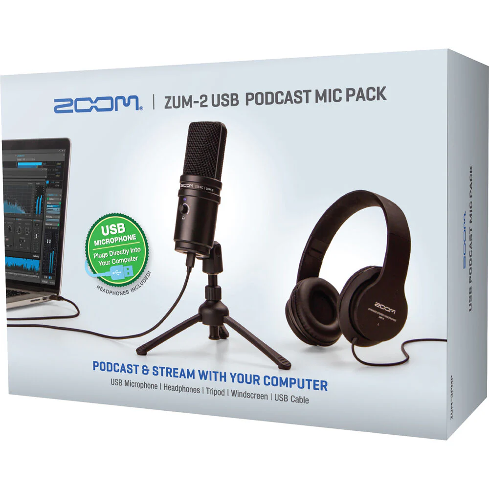 Zoom ZUM-2 Podcast Mic Pack with ZUM-2 Mic, Headphones, Desktop Stand, Cable & Windscreen - Image 9